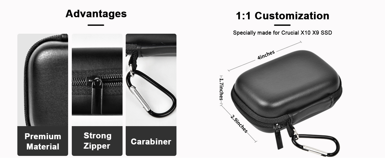 Carrying case for ssd external hard drive