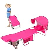 Wheel-To-Go Tanning Chair with Wheels Sun Canopy Umbrella Face Hole Thicker Washable Adjustable, ...