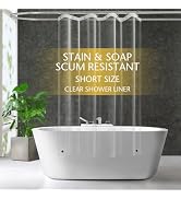 ZEMAHOME Short Size PEVA Plastic Shower Curtain Liner Premium Light Weight 47" x 64" Clear Bathro...
