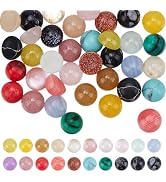 PH PandaHall 40pcs 4mm Gemstone Cabochons, 20 Styles Natural Stone Gems Half Round Flatback Caboc...
