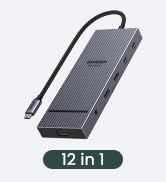 UGREEN Revodok Pro 12 in 1 Triple 4K Docking Station with 2 HDMI, DP, 2x10G USB C, 2x5G USB A, 10...