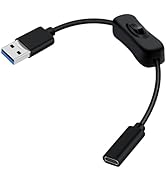 YINGAYOU USB 3.0 Type A Male to USB Type C Female Cable with Switch 5Gbps Support 2A 120V Fast Ch...