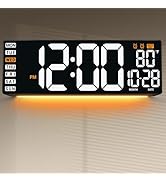 16.5" Large Digital Wall Clock: Wall Mount Decor Clock Large Display for Classroom Dorm Office Ga...