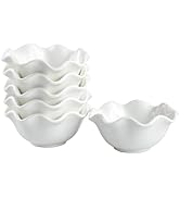 Iyulania 1.6 oz Porcelain Pinch Bowls, Set of 6 Wavy Small Bowls for Sauces, Dippings, Charcuteri...