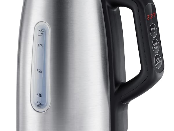 COMFEE' Stainless Steel Electric Kettle, Temperature Control with 6 Presets, 1-Hr Keep Warm