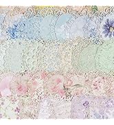 Maxleaf 60Pcs Lace Edged Flower Scrapbook Paper for Letter Writing Vintage Decorative Paper Scrap...