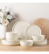 TheTerra Ceramic Dinnerware Sets for 4, 12 Pieces Porcelain Lightweight Plates and Bowls Sets, Sc...