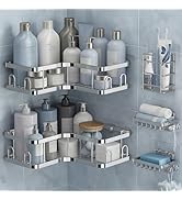 Veken Corner Shower Caddy 5-Pack, Advanced Rustproof Design, No Drilling Adhesive Shelves, Rack w...