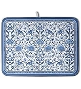 Blue Floral Dish Drying Mat for Kitchen Counter Boho Flowers Dishes Drainer Mats Rustic Farmhouse...