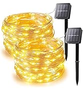 woohaha Solar String Lights, 100 LED Copper Wire Lights, Waterproof Fairy Decoration Starry Strin...