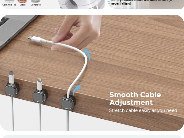 Magnetic Cable Organizer [1s Lock] Cord Cable Holders Clips Strong Adhesive Cable Cord Keeper