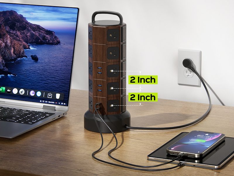 super wide outlets power strip with usb ports