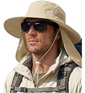 OLIKER Sun Hats for Men UPF 50+ Wide Brim Bucket Hat with Neck Flap for Fishing &amp; Hiking Mens Sun...