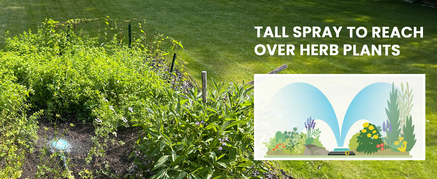 New England Garden Tools 400001 9 Multi-Pattern Turret Spot Watering Sprinkler Tall Spray Herb Plant