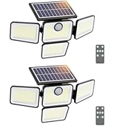 SZPOWER 6000LM Solar Lights Outdoor Waterproof, 4 Heads Motion Sensor Outdoor Lights, Solar Flood...