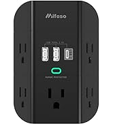 Outlet Extender with USB C - Surge Protector with 5 Outlet Splitter (3 Side) and 3 USB Charger, 1...