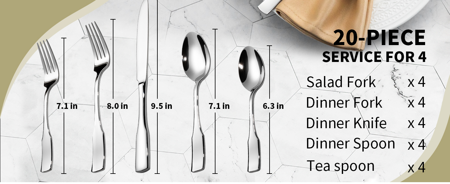 Kate mirror silverware set 20pc