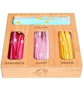 Earth’s Dreams Bamboo Kitchen Drawer Organizer – Resealable Food Storage Bag Holder for Gallon, Q...