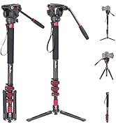 Avella CD324 Carbon Fiber Video Monopod Kit, with Fluid Head and Removable feet, 71 Inch Max Load...