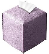 REGELETO Square Tissue Box Cover, Pu Leather Tissue Box Holder with Bottom Belt Modern Stylish Ti...