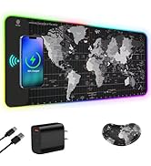 ToLuLu Wireless Charging RGB Gaming Mouse Pad, 15W LED Mouse Mat with 30W Charger, 14 Light Modes...