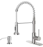 OWOFAN Kitchen Sink Faucet with Soap Dispenser, Kitchen Faucet with Pull Down Sprayer Stainless S...