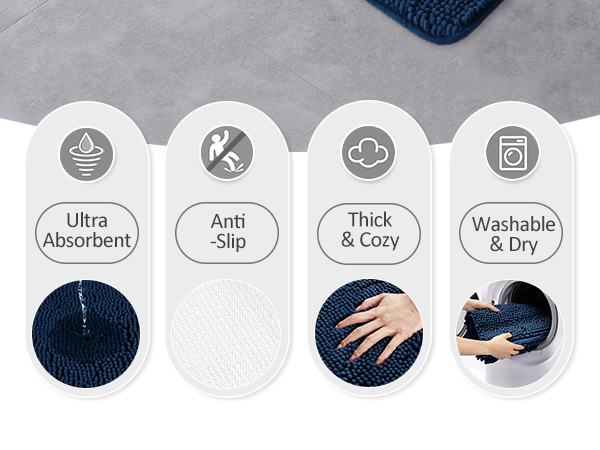 bath mat non slip bath mat absorbent bath mat washable bath mat nonslip bathroom rugs navy