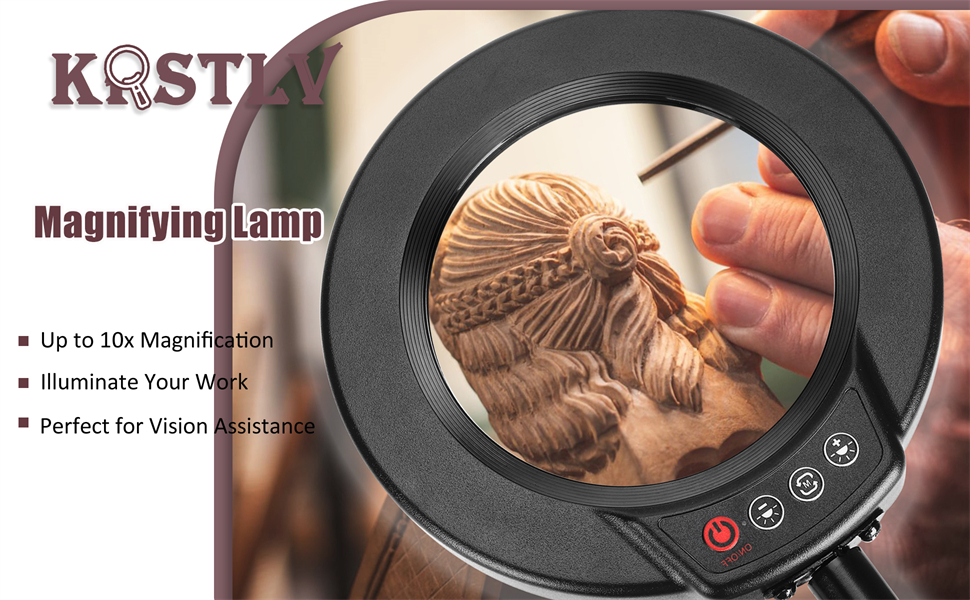 Magnifyign glass with light and stand