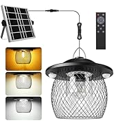 Solar Shed Pendant Light Daytime and Night Metal Net Cover Indoor&amp;Outdoor with E27 Bulb Cool Whit...