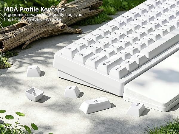 White Keycaps Ceramic Style PC Glossy Jelly Keycap for Mechanical Keyboard