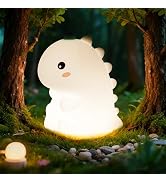 canvage Dinosaur Night Light for Kids, Silicone Nursery LED Night Lamp with 30-Min Timer &amp; 3 Leve...