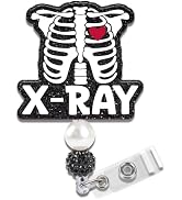 Obookey Xray Badge Reel Retractable - Radiology Nurse Badge Reel with Alligator Clip Beads, Black...