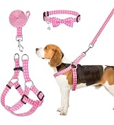 BINGPET Dog Harness Collar Leash Set,Adjustable No Pull Escape Proof Small Dog Harness,Classic Pl...