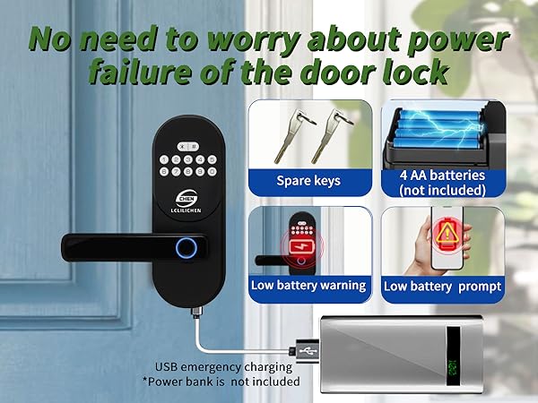 smart door lock with handle for exterior doors