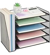OPNICE Desk Organizer, 5-Tier Paper Organizer Letter Tray with Magazine Holder, Office Desk Acces...