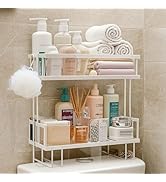 ShellKingdom Over The Toilet Storage Shelf, 2 Tier Toilet Paper Holder Stand Shelves, Punch-Free ...