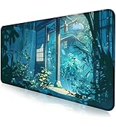 Game Mouse Pad, Anime Tropical Green Plant Mouse Pad, XL Extended Mouse Pad, Women's Office Decor...