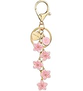 Suweibuke Cute Initial Letter Keychain with Love You Heart, Enamel Flower Charm for Key Handbag B...