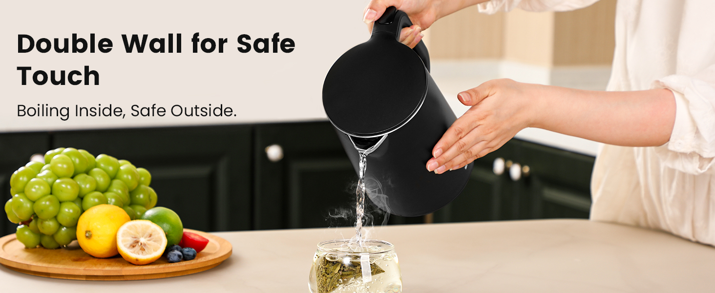 Double Wall Electric Kettle Black