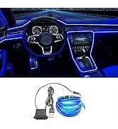 EL Wire Interior Car LED Strip Lights, 16.5FT USB Neon Glowing Strobing El Wire Strip with 6mm Se...