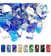 Grisun Fire Glass for Fire Pit - 1/2 Inch 10 Pounds High Luster Reflective Tempered Glass Rocks f...