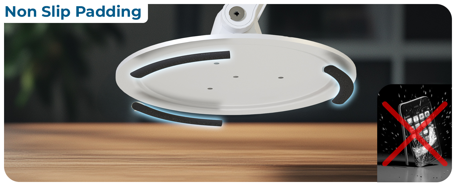 Non-slip base keeps your iPhone desk stand steady; secure magnetic ring for phone stand for iPhone