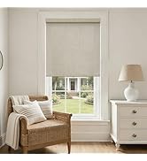 Linen Light Filtering Roller Shades for Living Room Dining Window Cordless Free-Stop Blinds with ...