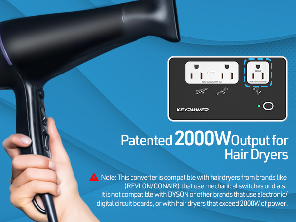 2000W Output for Hair Dryers