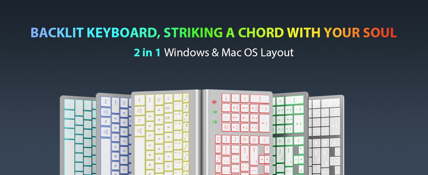 wireless keyboard and mouse with 7 colored