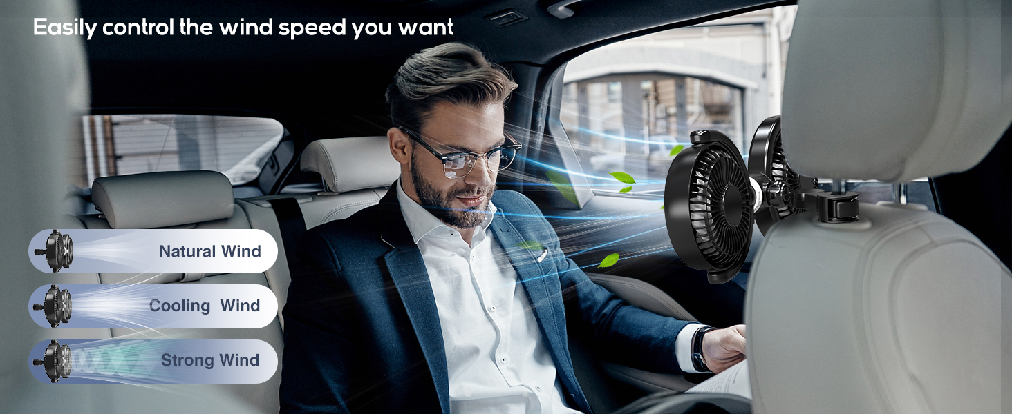 usb car fan has three speeds