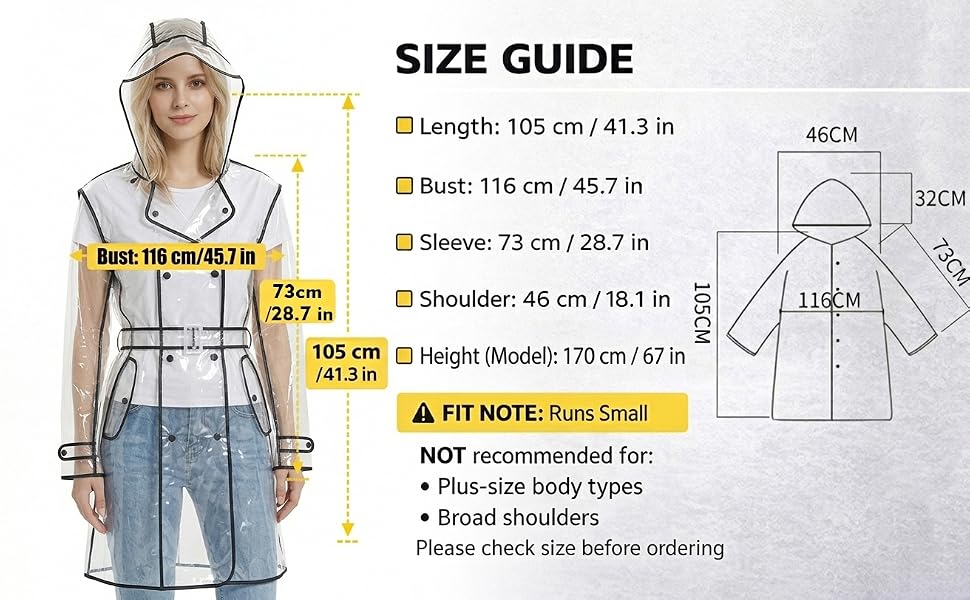 size of the raincoat