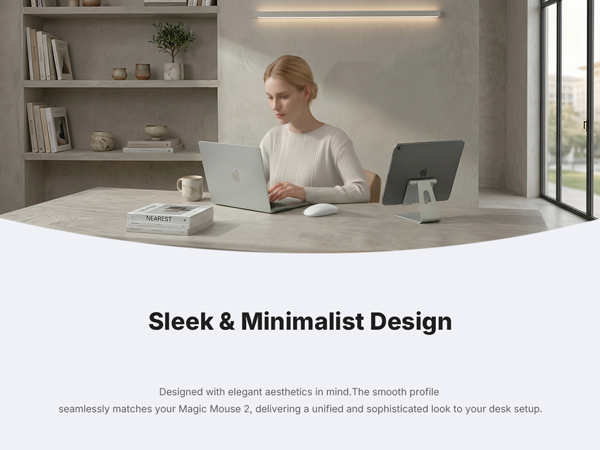 Minimalist charging base matching Mac desk setup