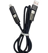 4 in 1 Charging Cable, 60W USB to USB C Cable 6 ft,Fast Charging Multi Charger Cord with Type C/U...