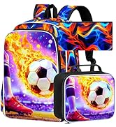 CCJPX 17" Soccer Backpack for Boys, 3Pcs Kids Water Resistant Preschool Bookbags,Cool Kindergarte...